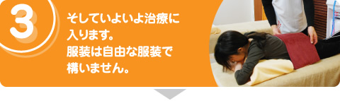 そしていよいよ治療に入ります。服装は自由な服装で構いません。